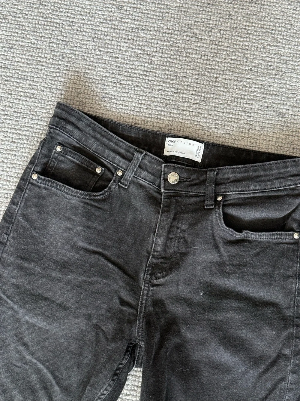 ASOS Design Men's Jeans Slim W30 L30 Black Slacks Straight Leg